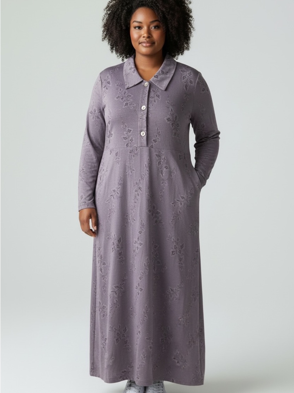 cut loose Lavender Floral-Texture Maxi Dress